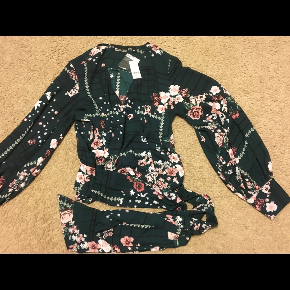 Soho blouse mixed print wrap top